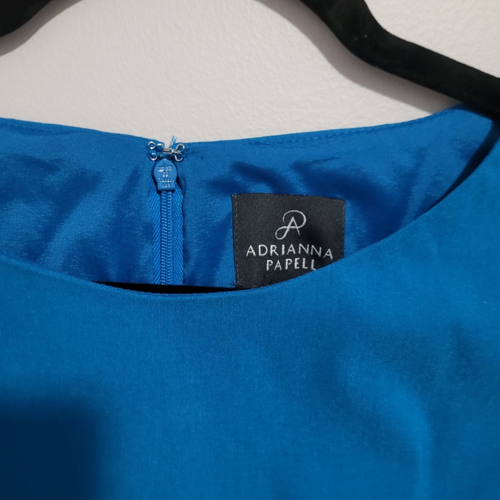 Adrianna Papell | Surf Spray Blue | Ruched, Cap Sleeve, Sheath Dress | Size 12 - Picture 3 of 4